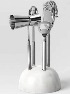 Target Threshold 4 Pc Stainless Steel Bar Tool Set Marble Stand New